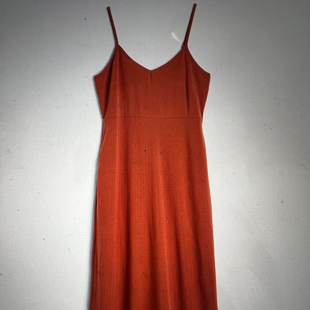 Market & Spruce Sleeveless Seersucker Maxi Dress Burn Orange Medium